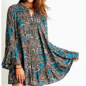 Umgee Boho Paisley Bell Sleeve Dress